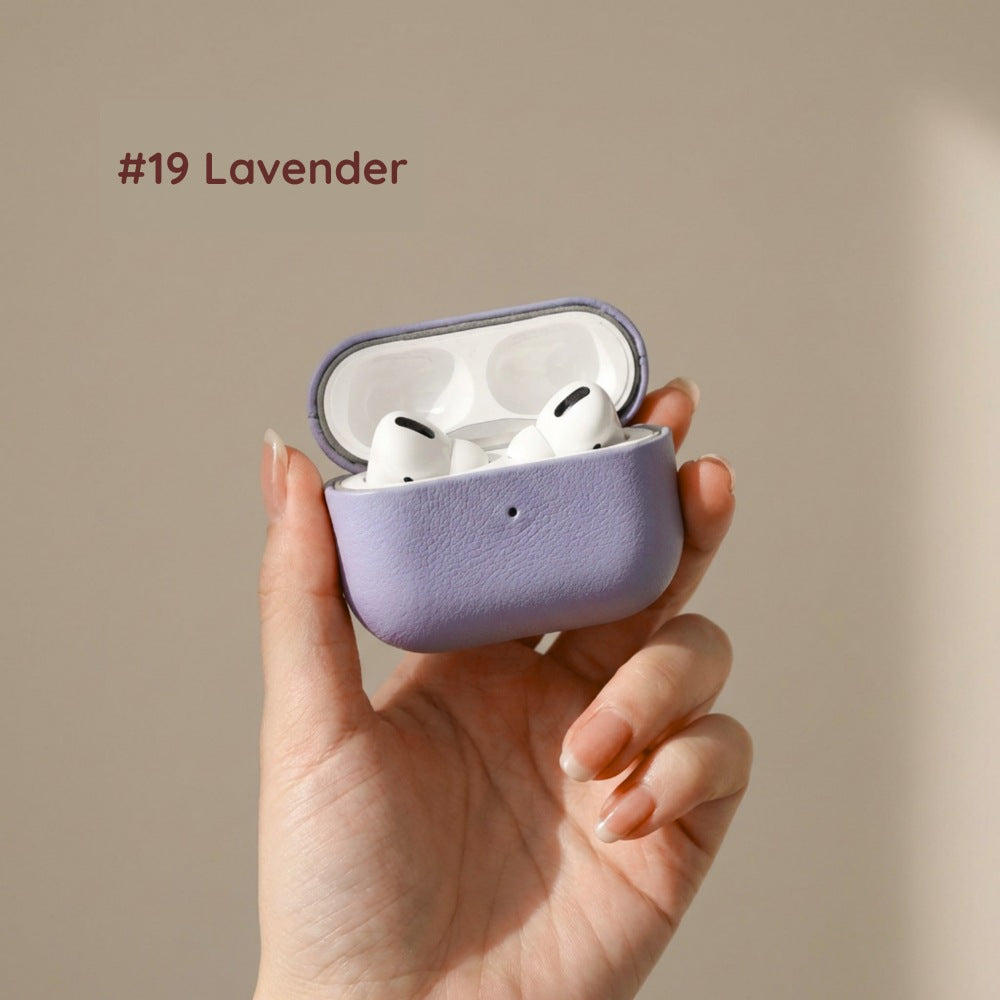 Soft Purple Leather AirPods Case - Elegant Protective Cover for