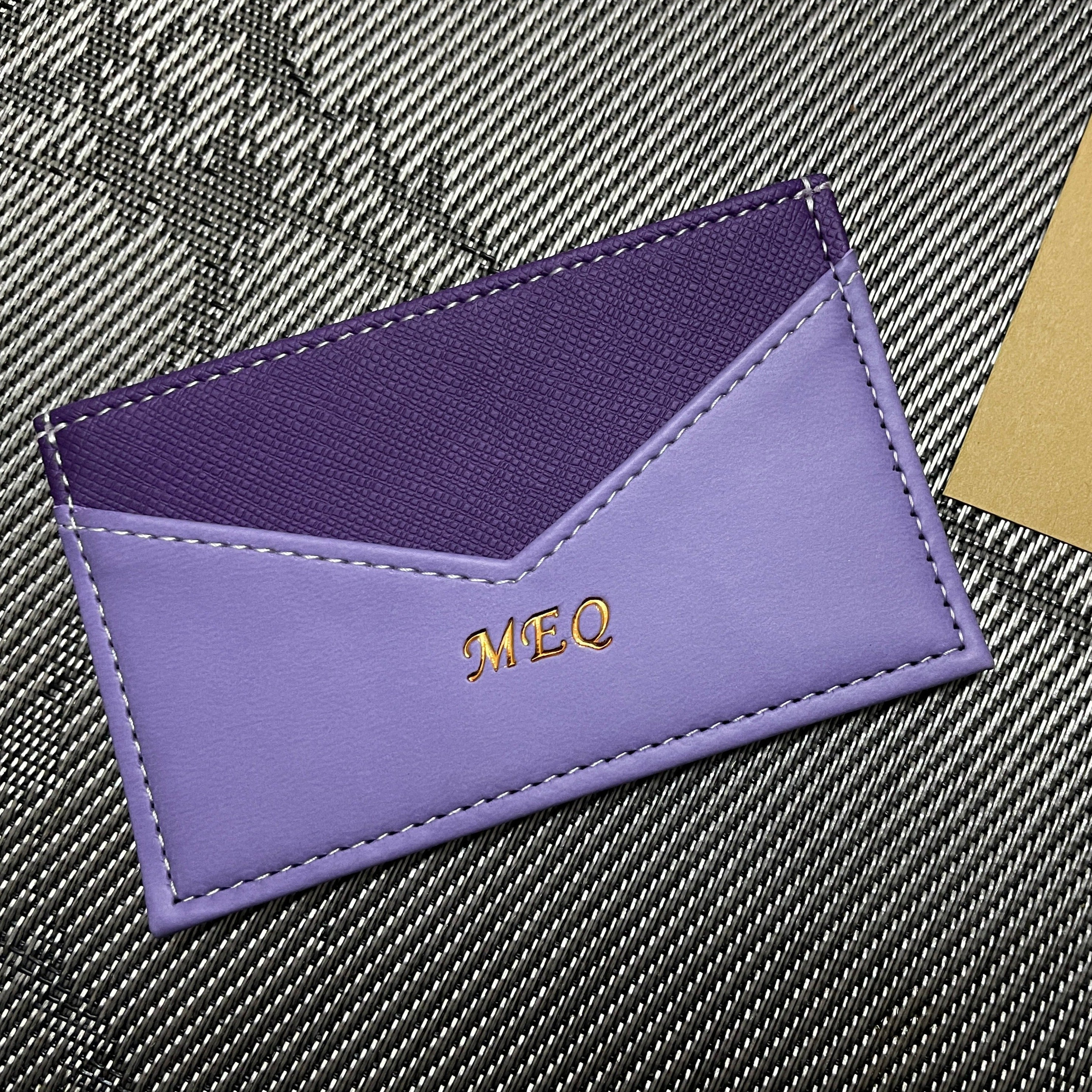 Purple colour RFID card holder in gold personalized