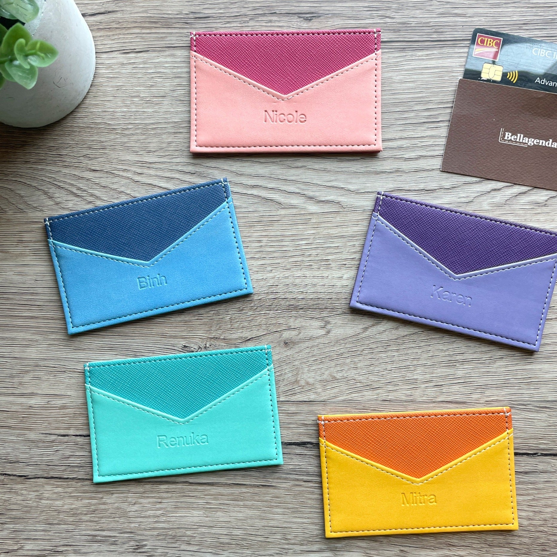 Beautiful colours RFID card holder in blind embossed personalized