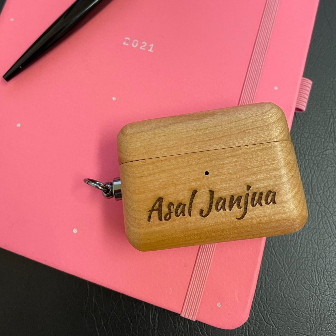Wood AirPods Pro 1st and 2nd Generation Case with name engraving