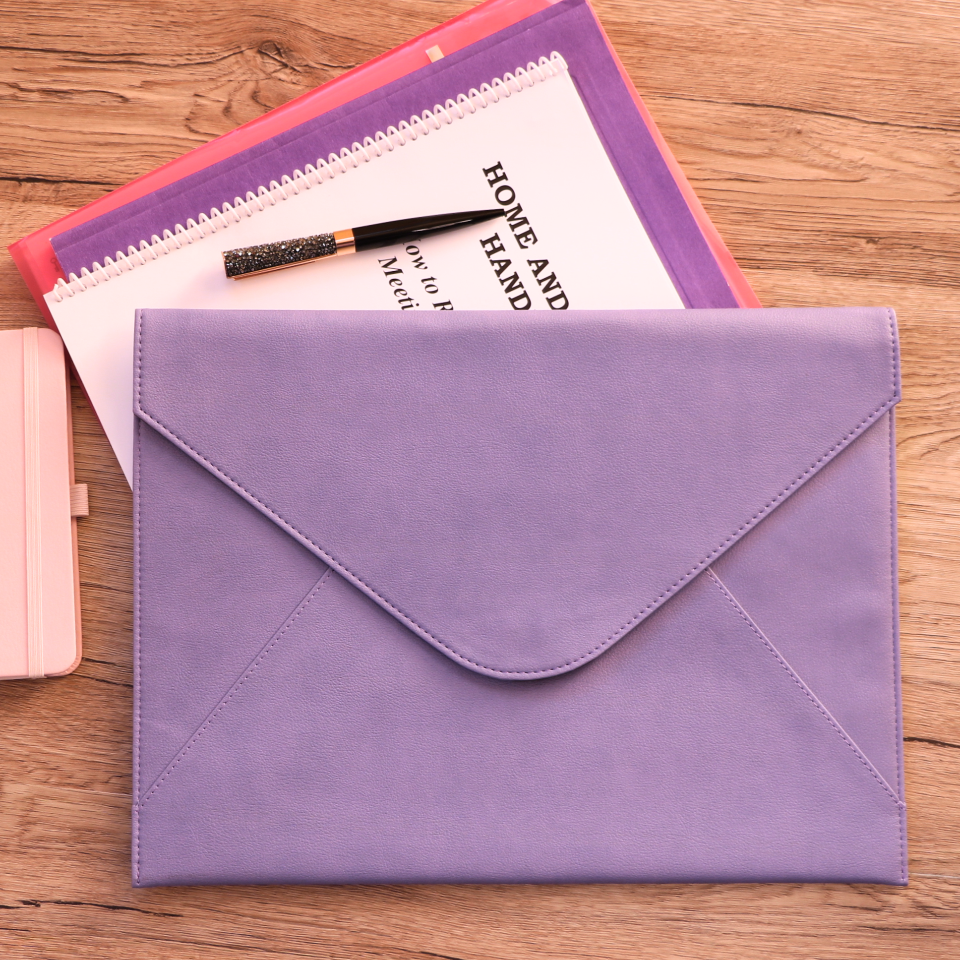 Purple 10 to 16 inch Laptop Sleeve and document holder with pen holder and back pocket