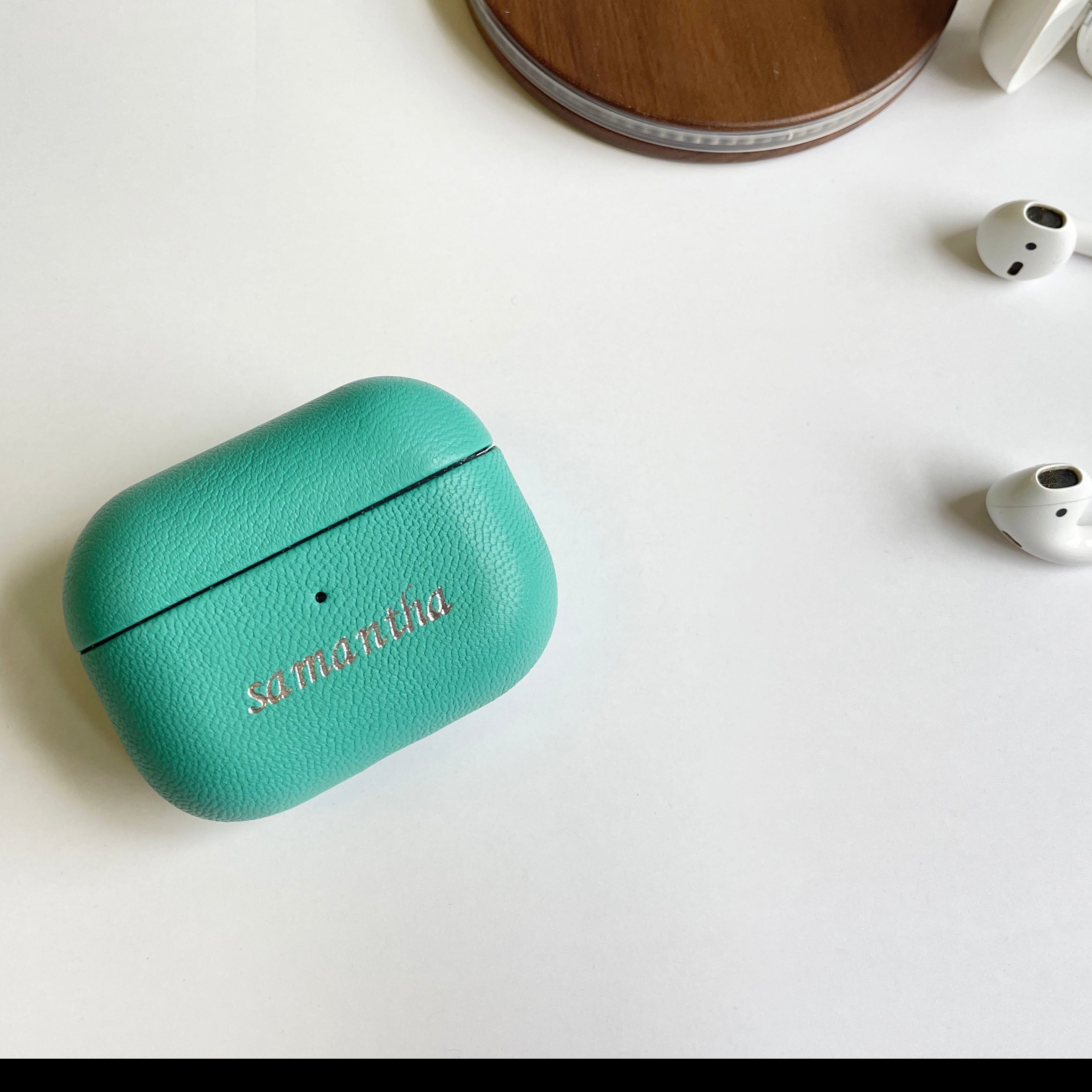 Tiffany Leather AirPod Case with personalized