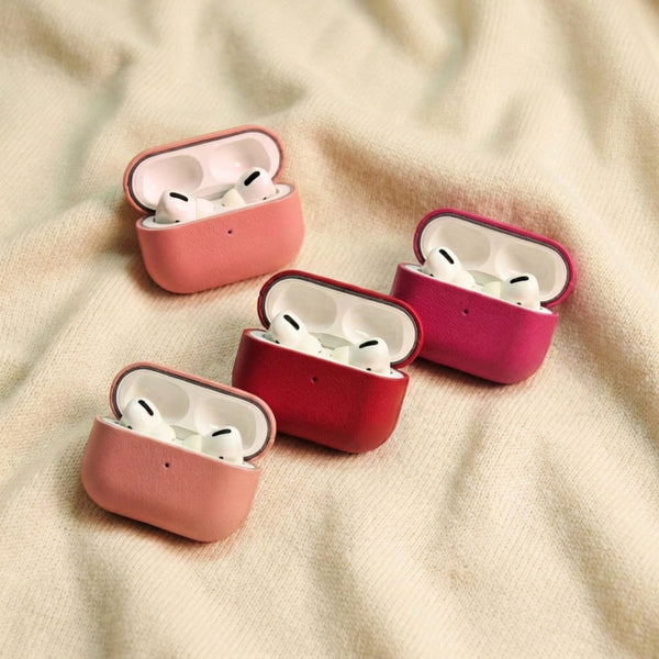 Red Genuine Leather AirPods Case - Premium Protective Cover for