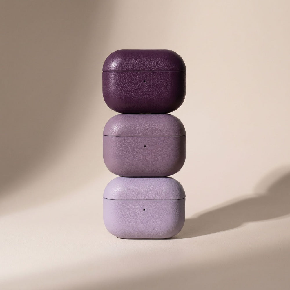 Soft Purple Leather AirPods Case - Elegant Protective Cover for