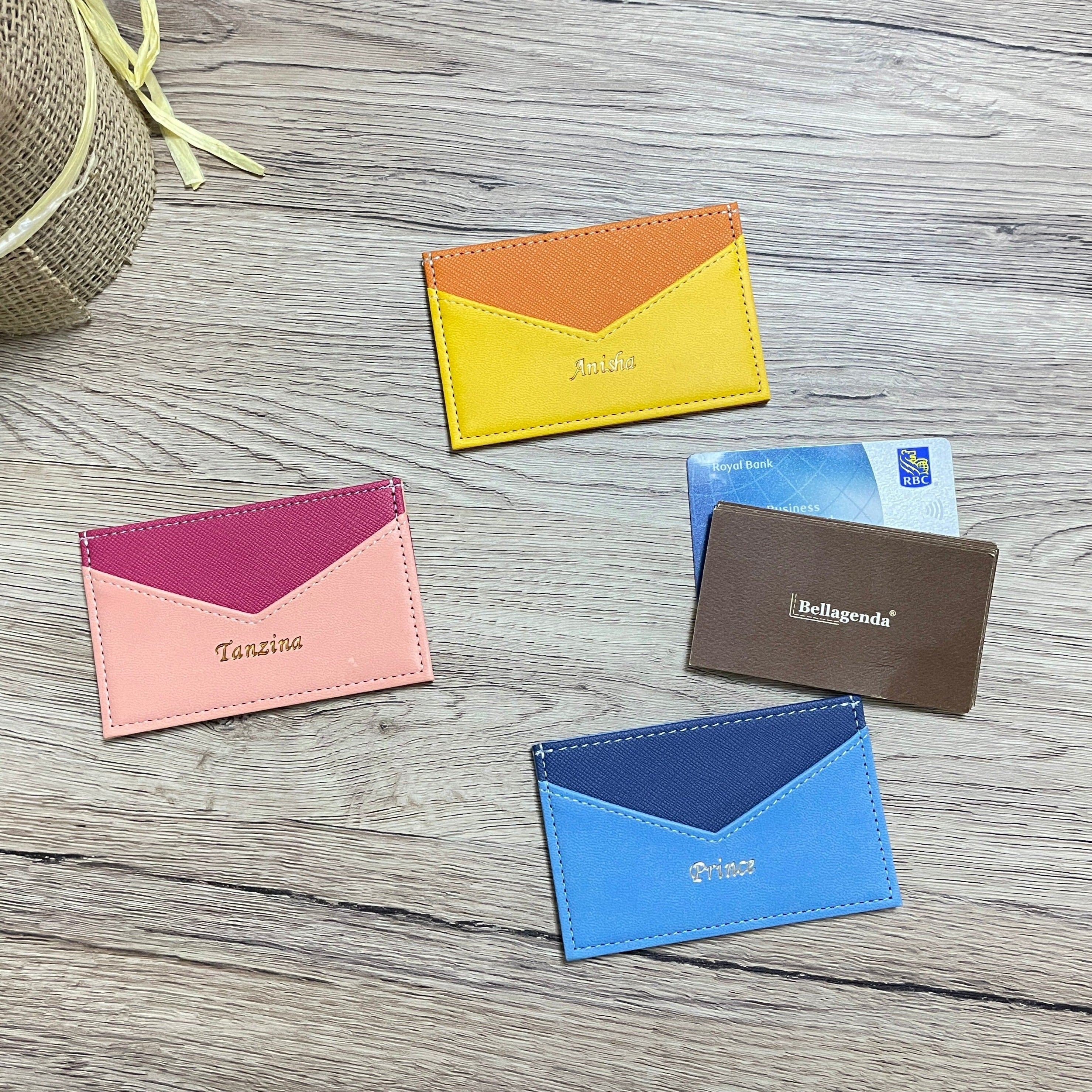 Beautiful colours RFID card holder in silver personalized