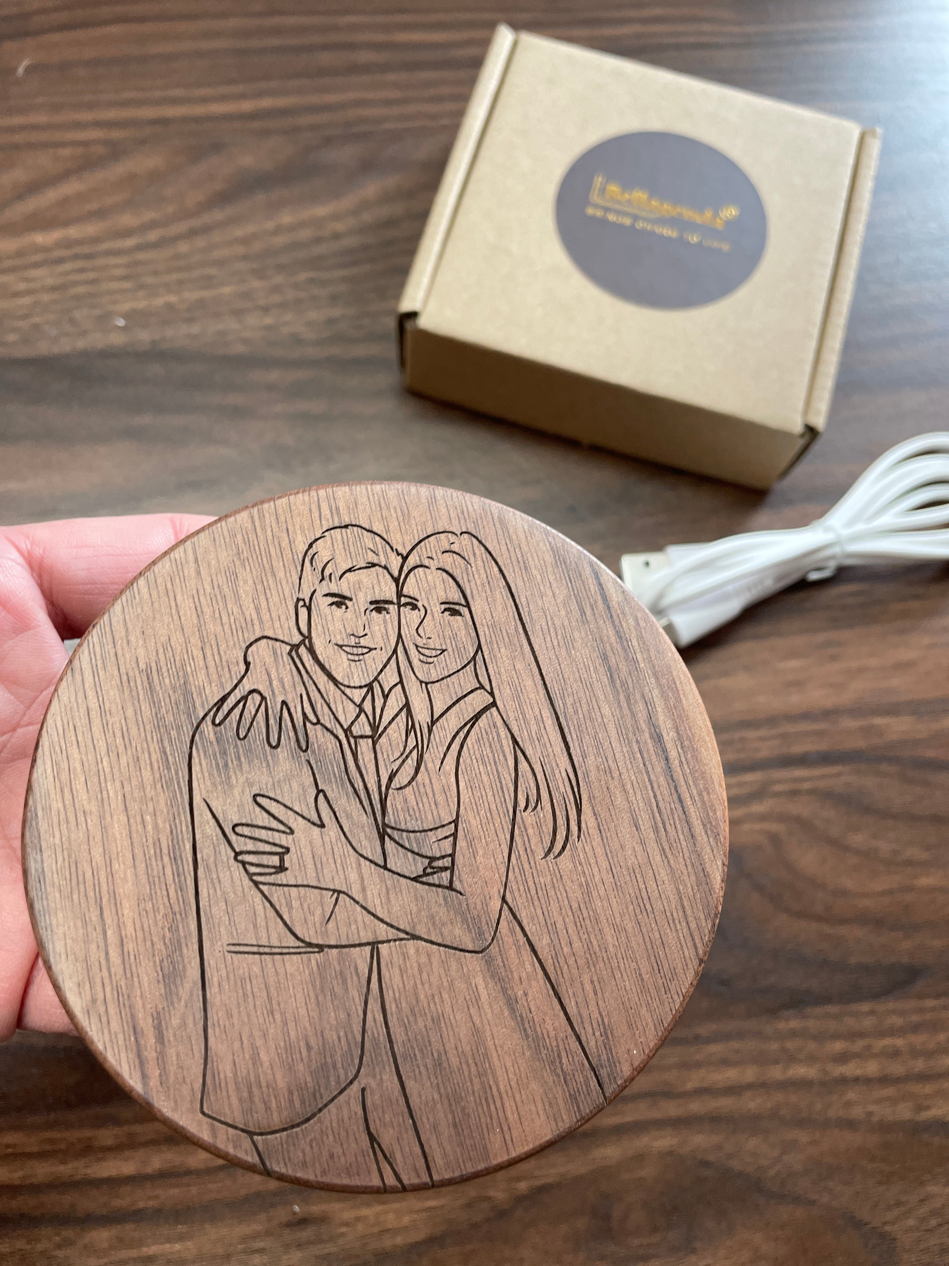 Personalized Wooden Wireless Charger (Outline from Pictures Option)