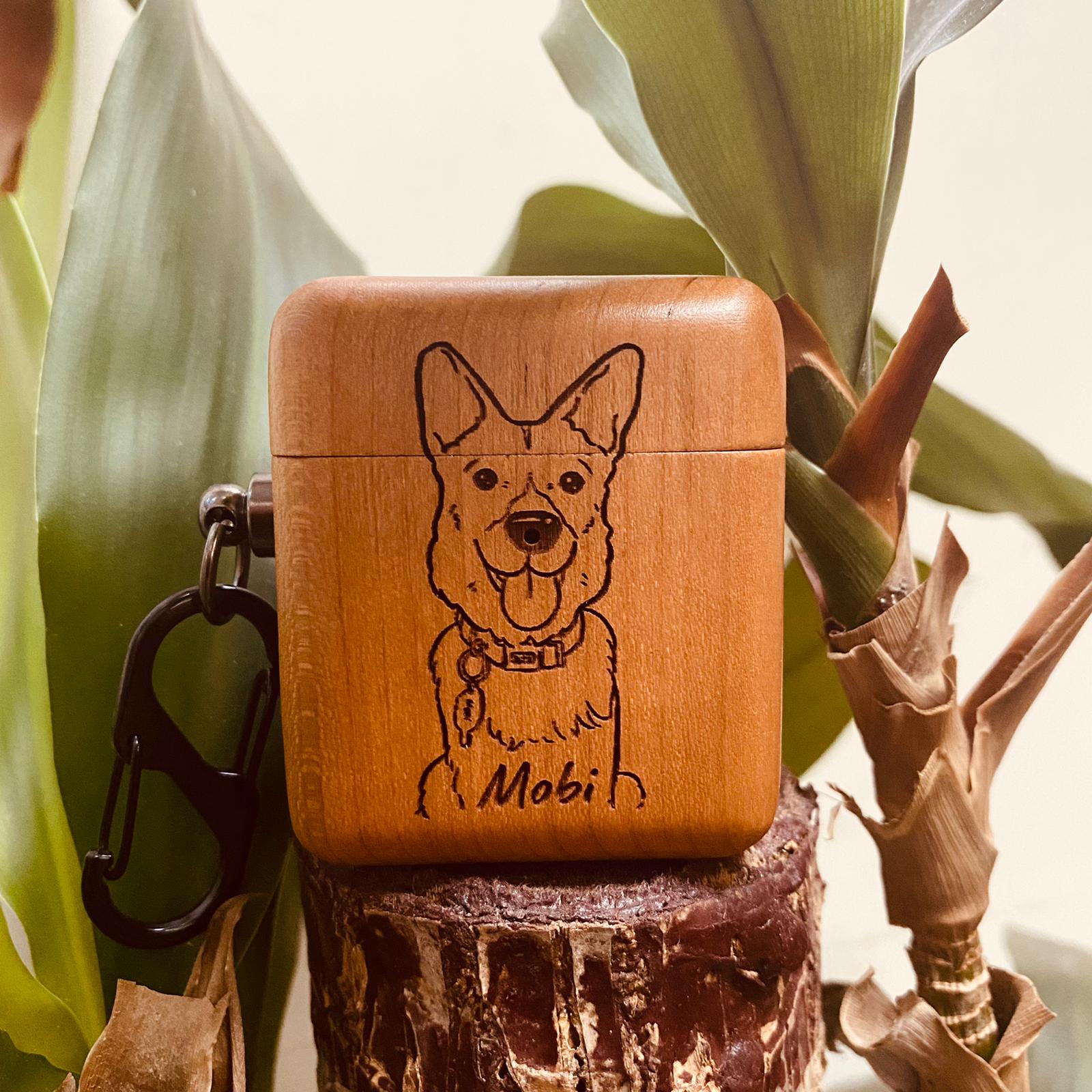 Wood Airpods 1st and 2nd Generation Case with photo engraving