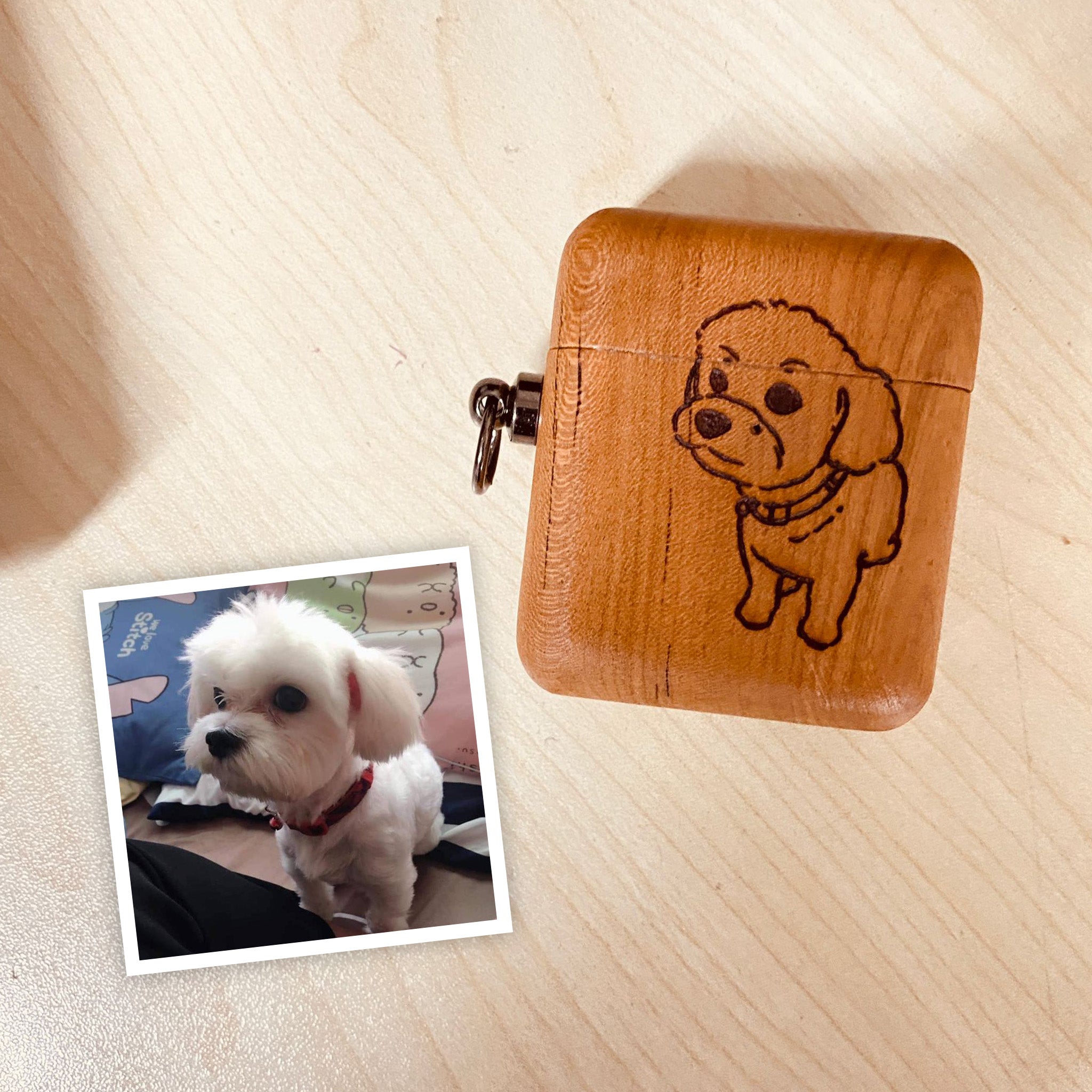 Wood Airpods 1st and 2nd Generation Case with photo engraving 