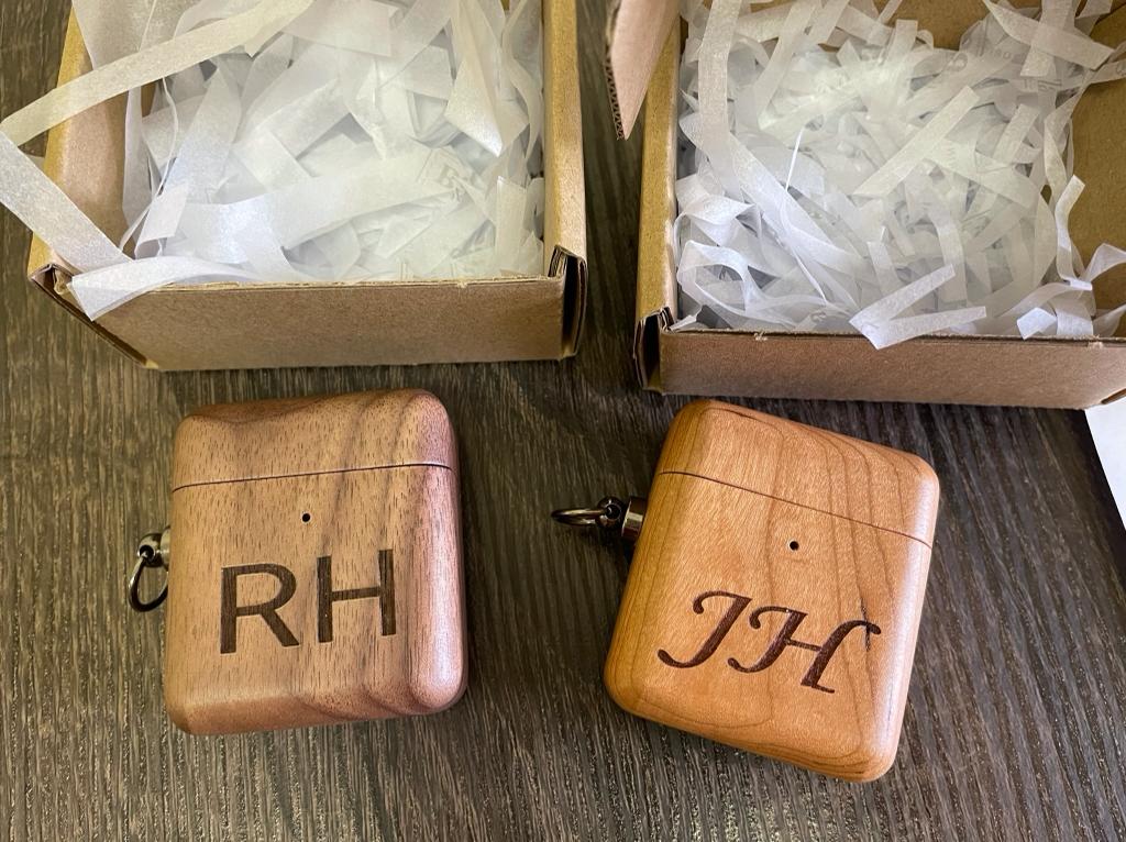 Wood AirPod Case 1st and 2nd Generation with initials engraving 