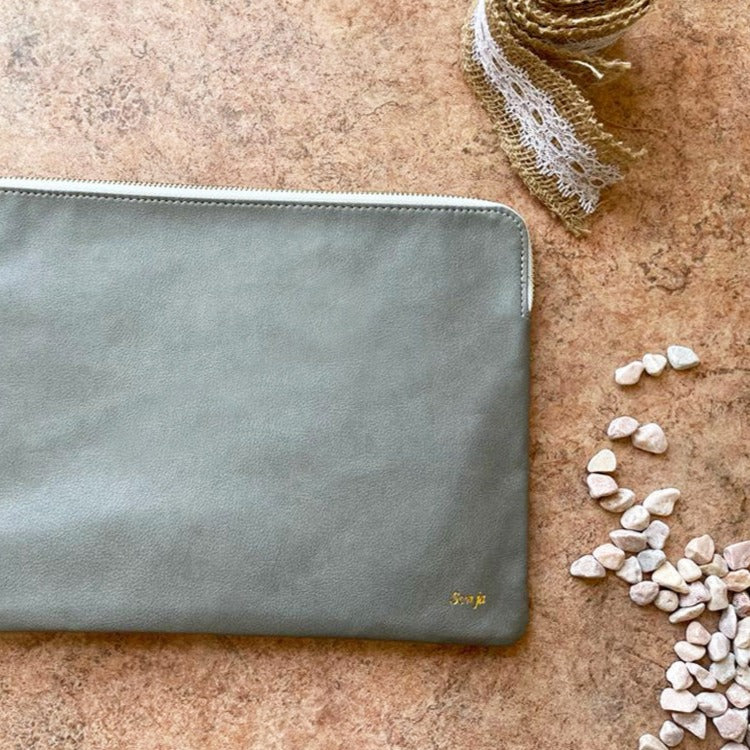 Grey Tablet sleeve with gold foil personalized