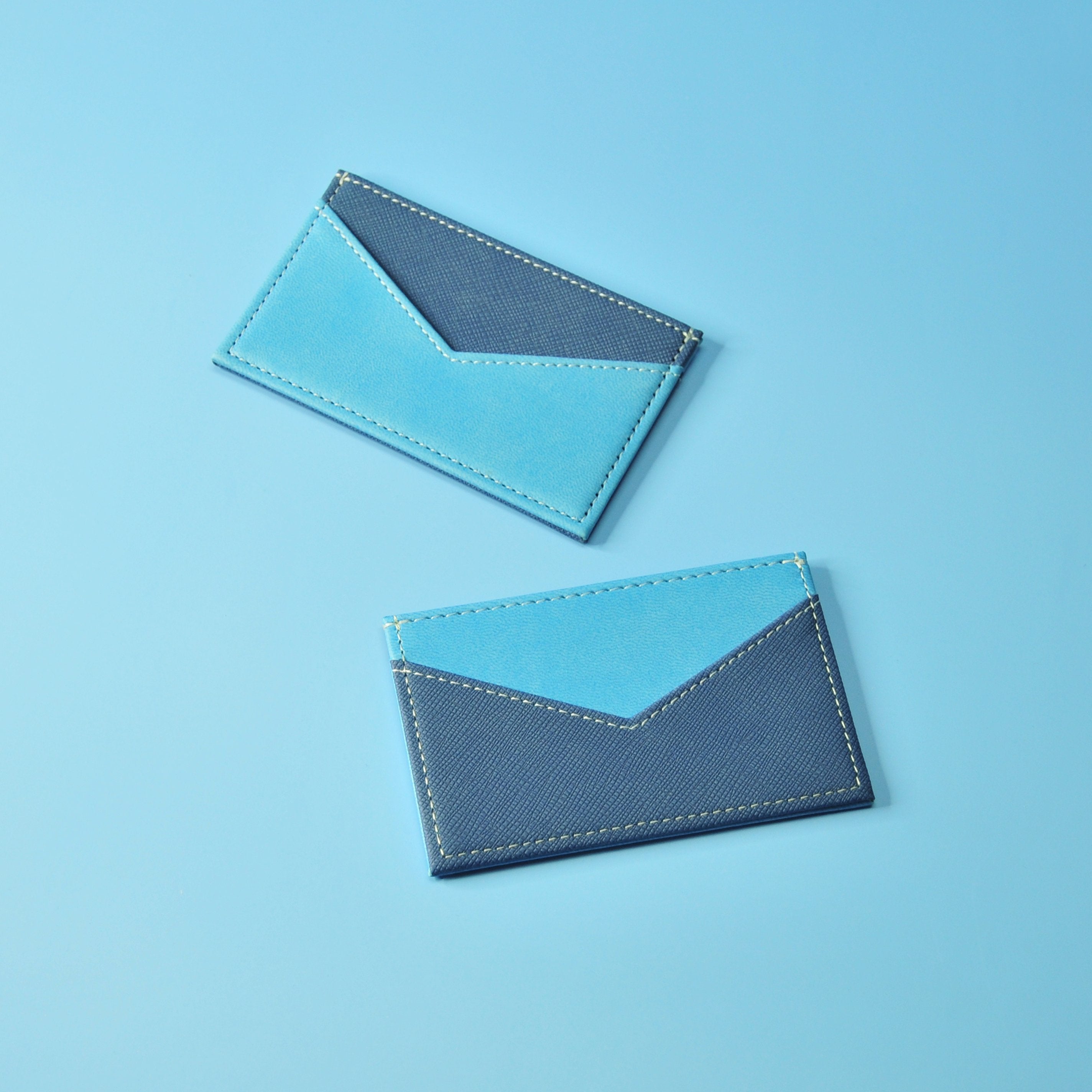 Blue Slim RFID Card Holder , Minimalist Wallet