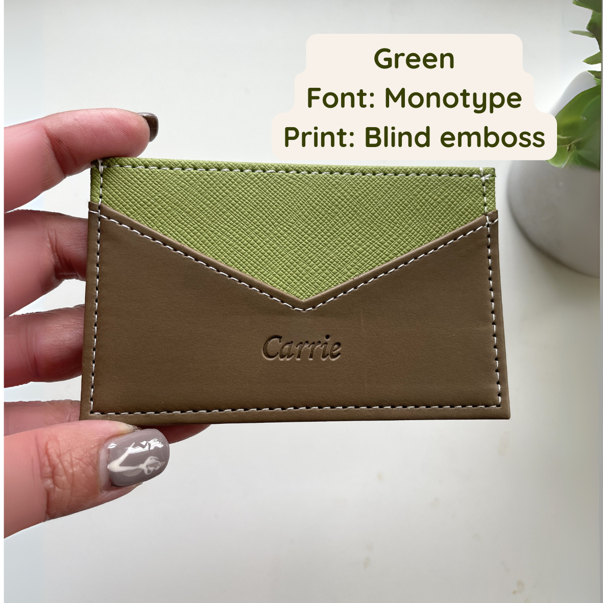 Green Personalized Card Holder Gift for Men