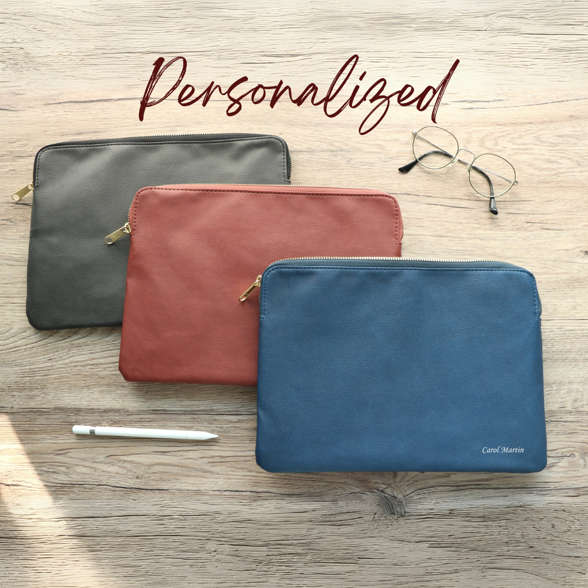 Personalized Tablet Sleeve with Zipper Closure for Men