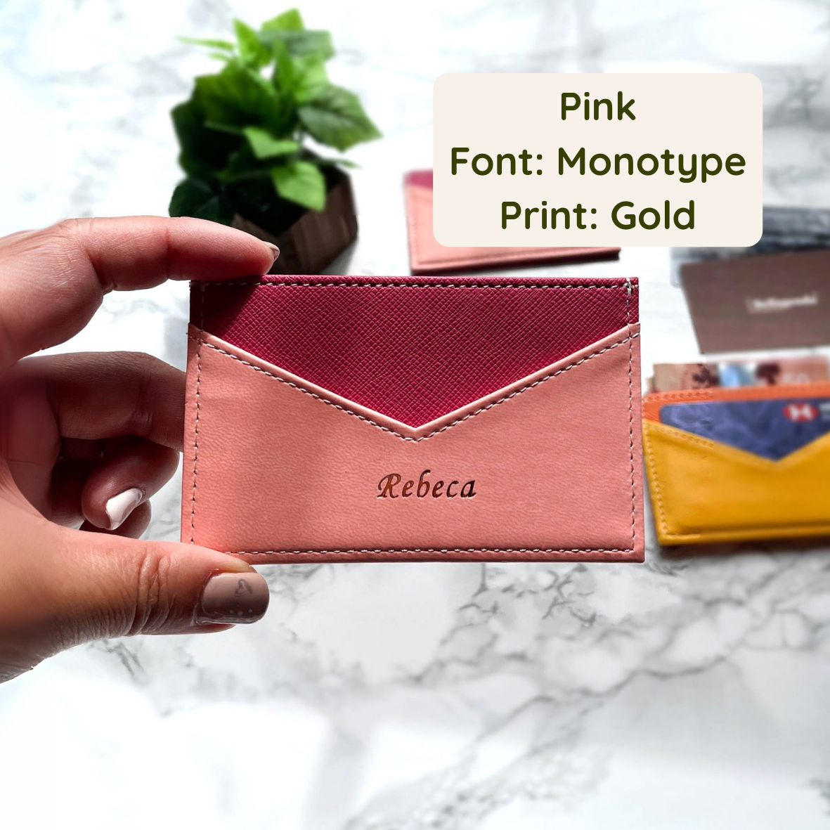 Pink Personalized Card Holder Gift for Women