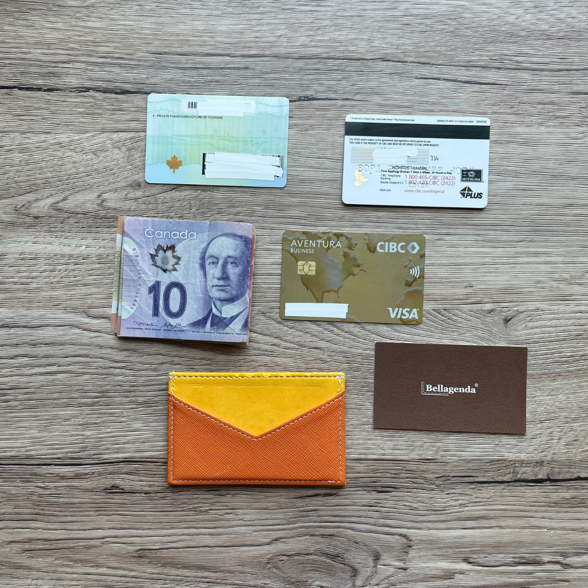 Slim Leather Card Holder open showing space for up to 5 cards