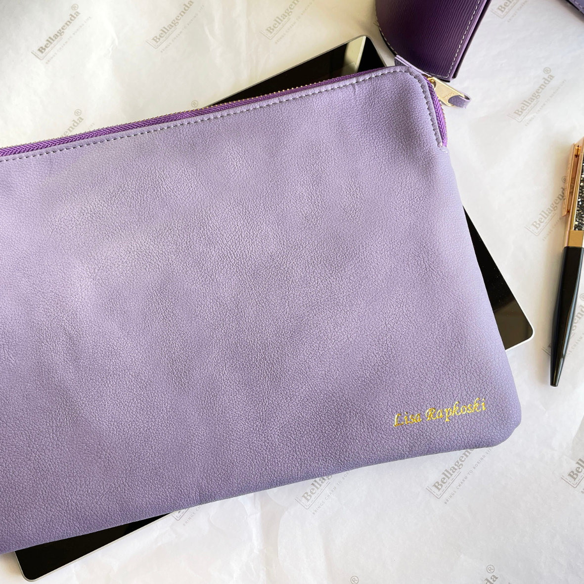 Engraved name on personalized tablet sleeve for women birthday gift