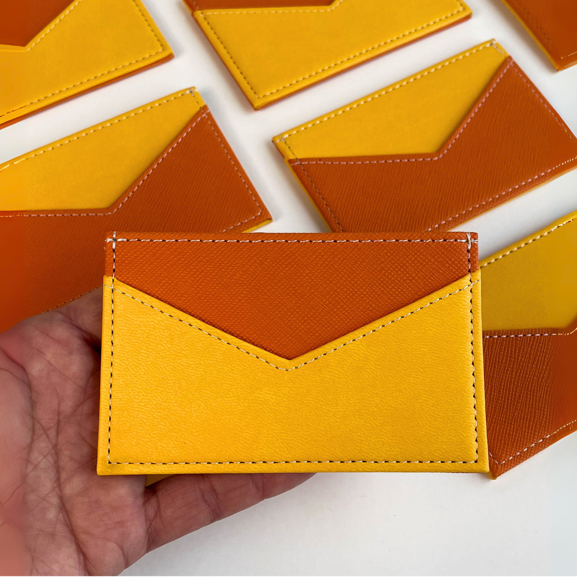 Yellow minimalist wallet with RFID blocking for secure card protection