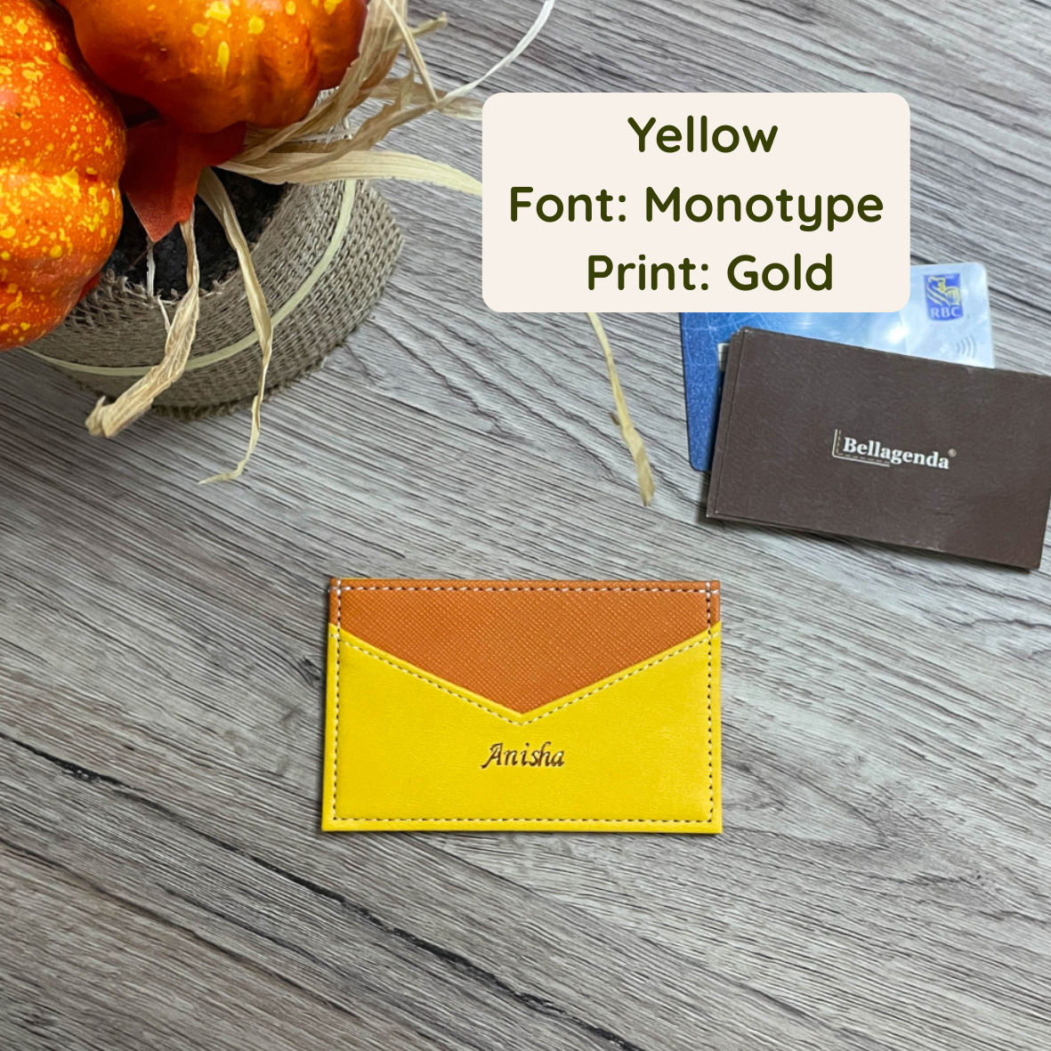 Yellow Personalized Card Holder Gift for Women