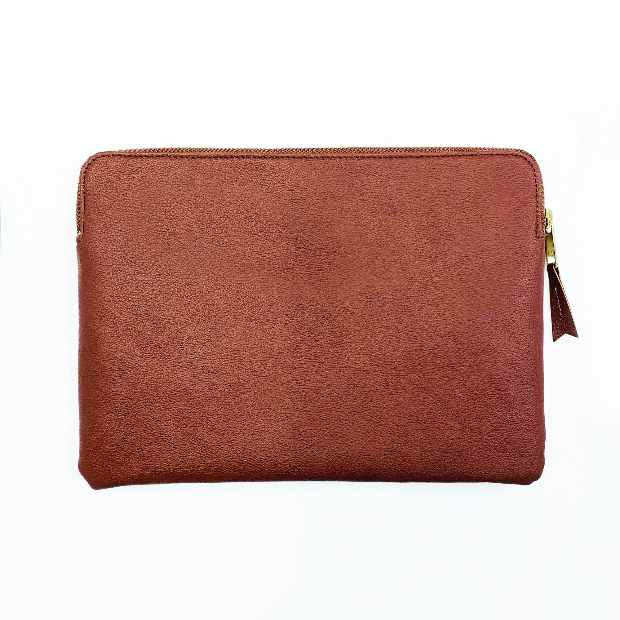 Brown Tablet sleeve with zipper closure 