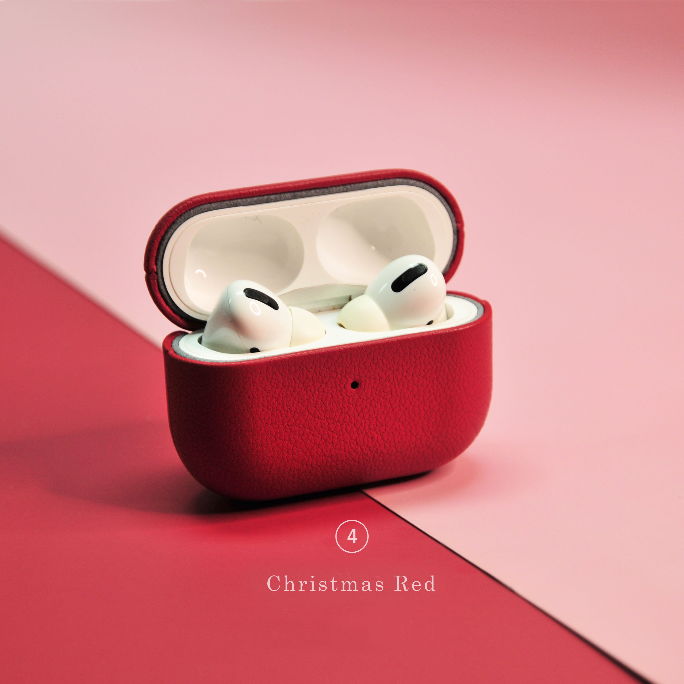 Christmas Red Leather AirPod Case