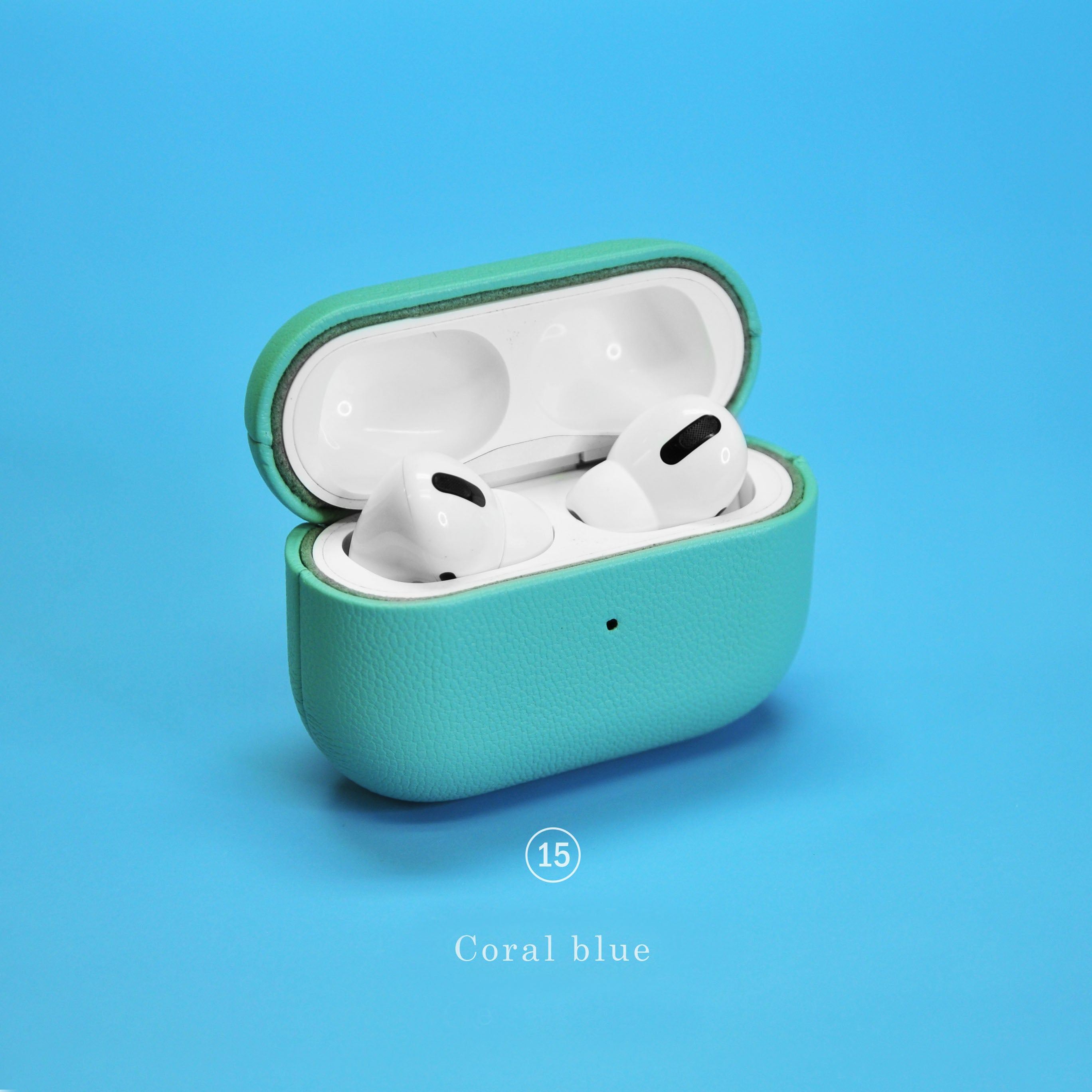 Coral Blue Leather AirPod Case