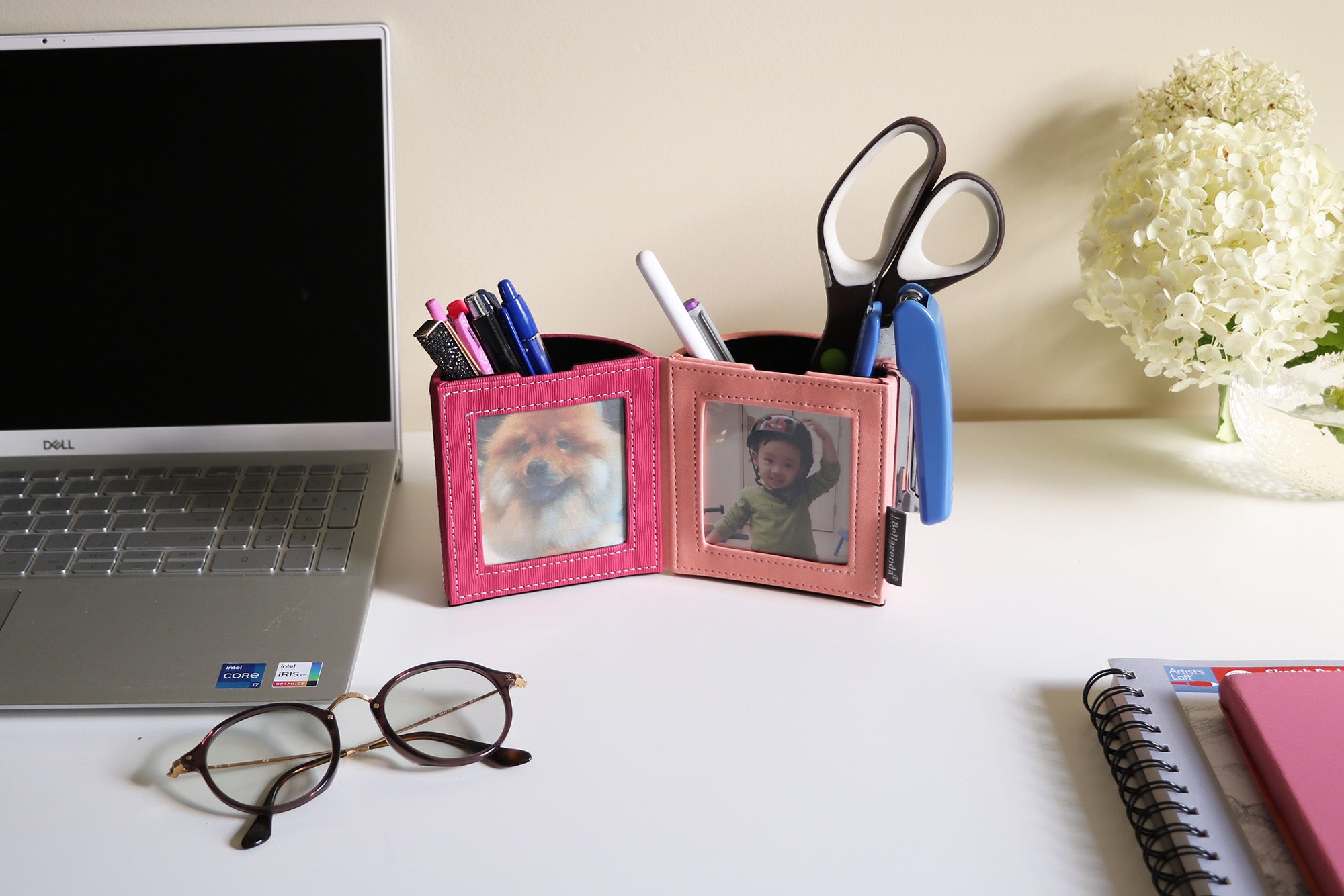 Pen Holder with Photo Frames, Pencil Cup, Desk Organizer