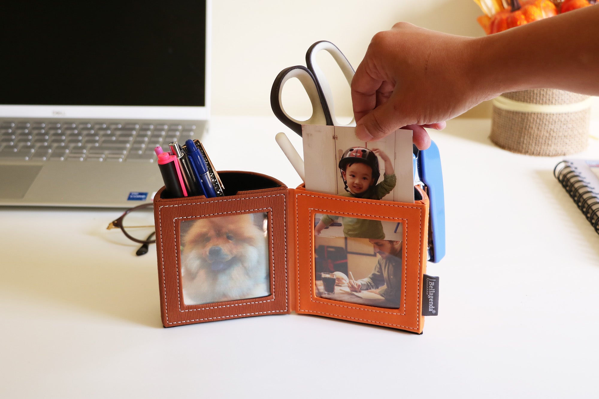 Pen Holder with Photo Frames, Pencil Cup, Desk Organizer